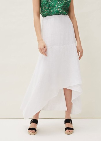 Phase Eight Phoebe Faux Wrap Linen Skirts White Canada | UPYBSJ-619